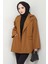 Leopar Detaylı Oversize Bondit Ceket Taba HM2638 1