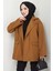 Leopar Detaylı Oversize Bondit Ceket Taba HM2638 5