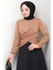 Bisiklet Yaka Büzgülü Sandy Bluz Camel HM2765 1