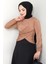 Bisiklet Yaka Büzgülü Sandy Bluz Camel HM2765 3