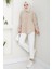 Tek Cepli Uzun Kol Oversize Keten Gömlek Bej HM2651 1