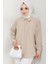 Tek Cepli Uzun Kol Oversize Keten Gömlek Bej HM2651 2
