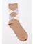 Erkek Ekose Desenli Soket Çorap Bej 1