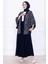 Desenli Etekli Kimono Takım Lacivert HM2766 5