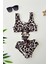 (4-10 Yaş) Mnn Desenli Leopsr Kız Çocuk mayo bikini - Kahve 1