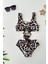 (4-10 Yaş) Mnn Desenli Leopsr Kız Çocuk mayo bikini - Kahve 2