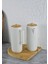 Mitra Porselen Yağlık Seti - Bambu Stantlı Yağdanlık Takımı - 2X600 ml 2