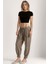 Kendinden Desenli Beli Lastikli Pileli Pantolon 2