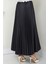 Beli Lastikli Deri Görünümlü Sık Piliseli Etek Siyah HM2655 4