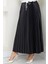 Beli Lastikli Deri Görünümlü Sık Piliseli Etek Siyah HM2655 5