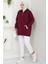 Üç Iplik Fermuarlı Kapüşonlu Kanguru Cepli Sweatshirt Tunik Bordo HM2649 3