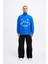 Erkek High Neck Printed Sweatshirt Soft Blue 3
