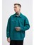 Erkek Distressed Stitch Polo Petrol Yeşili Sweatshirt 1