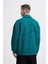 Erkek Distressed Stitch Polo Petrol Yeşili Sweatshirt 4