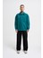 Erkek Distressed Stitch Polo Petrol Yeşili Sweatshirt 5