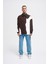 Erkek Distressed Stitch And Embroidered Polo Kahve Ekru Sweatshirt 1