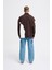 Erkek Distressed Stitch And Embroidered Polo Kahve Ekru Sweatshirt 3