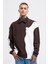 Erkek Distressed Stitch And Embroidered Polo Kahve Ekru Sweatshirt 4