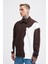 Erkek Distressed Stitch And Embroidered Polo Kahve Ekru Sweatshirt 5