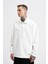 Erkek Distressed Stitch Polo Ekru Sweatshirt 1