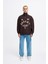 Erkek High Neck Printed Koyu Kahve Sweatshirt 3