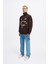 Erkek High Neck Printed Koyu Kahve Sweatshirt 4