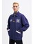 Erkek Felt Badge Zip Polo Lacivert Sweatshirt 1