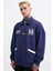 Erkek Felt Badge Zip Polo Lacivert Sweatshirt 2
