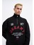 Erkek High Neck Printed Siyah Sweatshirt 2