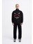 Erkek High Neck Printed Siyah Sweatshirt 4