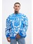 Erkek Skull Baskılı Oversize Saks Sweatshirt 1