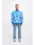 Erkek Skull Baskılı Oversize Saks Sweatshirt 3