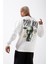 Erkek Cosmic Monkey Baskılı Oversize Ekru Sweatshirt 3