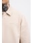 Erkek Basic Diagonal Polo Sweatshirt Soft Beıge 2