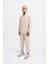 Erkek Basic Diagonal Polo Sweatshirt Soft Beıge 4