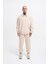 Erkek Basic Diagonal Polo Sweatshirt Soft Beıge 5
