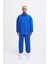 Erkek Basic Diagonal Polo Sweatshirt Soft Blue 4