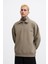 Erkek Basic Diagonal Polo Haki Sweatshirt 1