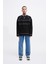Erkek Dikiş Detay Oversize Siyah Sweatshirt 4