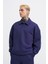 Erkek Basic Diagonal Polo Lacivert Sweatshirt 1