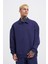 Erkek Basic Diagonal Polo Lacivert Sweatshirt 2