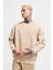 Erkek Basic Bisiklet Yaka Oversize Açık Bej Sweatshirt 1