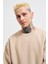 Erkek Basic Bisiklet Yaka Oversize Açık Bej Sweatshirt 2
