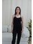 Siyah Dantel Detaylı Askılı Uzun Alt Kadın Pijama Takımı 3