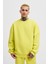 Erkek Basic Bisiklet Yaka Oversize Neon Sarı Sweatshirt 2