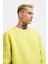 Erkek Basic Bisiklet Yaka Oversize Neon Sarı Sweatshirt 3