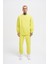 Erkek Basic Bisiklet Yaka Oversize Neon Sarı Sweatshirt 5
