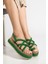 Bless Kadın Yeşil Günlük Rahat Taban Hasır Sandalet Terlik 1