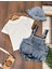 Kot Salopet Şapkalı Alttan Çıtçıtlı Badili Denim Likralı 3lü Yazlık Unisex Bebek Takım 1