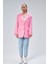Pembe Kadın Düğmeli Oversize Blazer Ceket 5